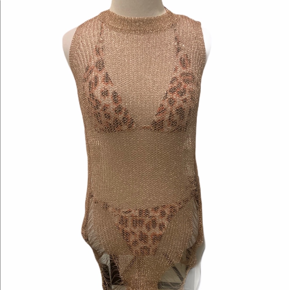 ROSE 🌹 GOLD METALLIC TOP OR COVER UP - Picture 4 of 8